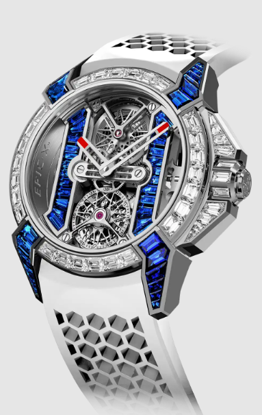 Review Jacob & Co Epic X Tourbillon Baguette BLUE SAPPHIRES EX520.33.AA.AA.A Replica watch